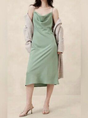 Banana Republic Satin Midi Slip Dress | Sage Green | NWT | XXL